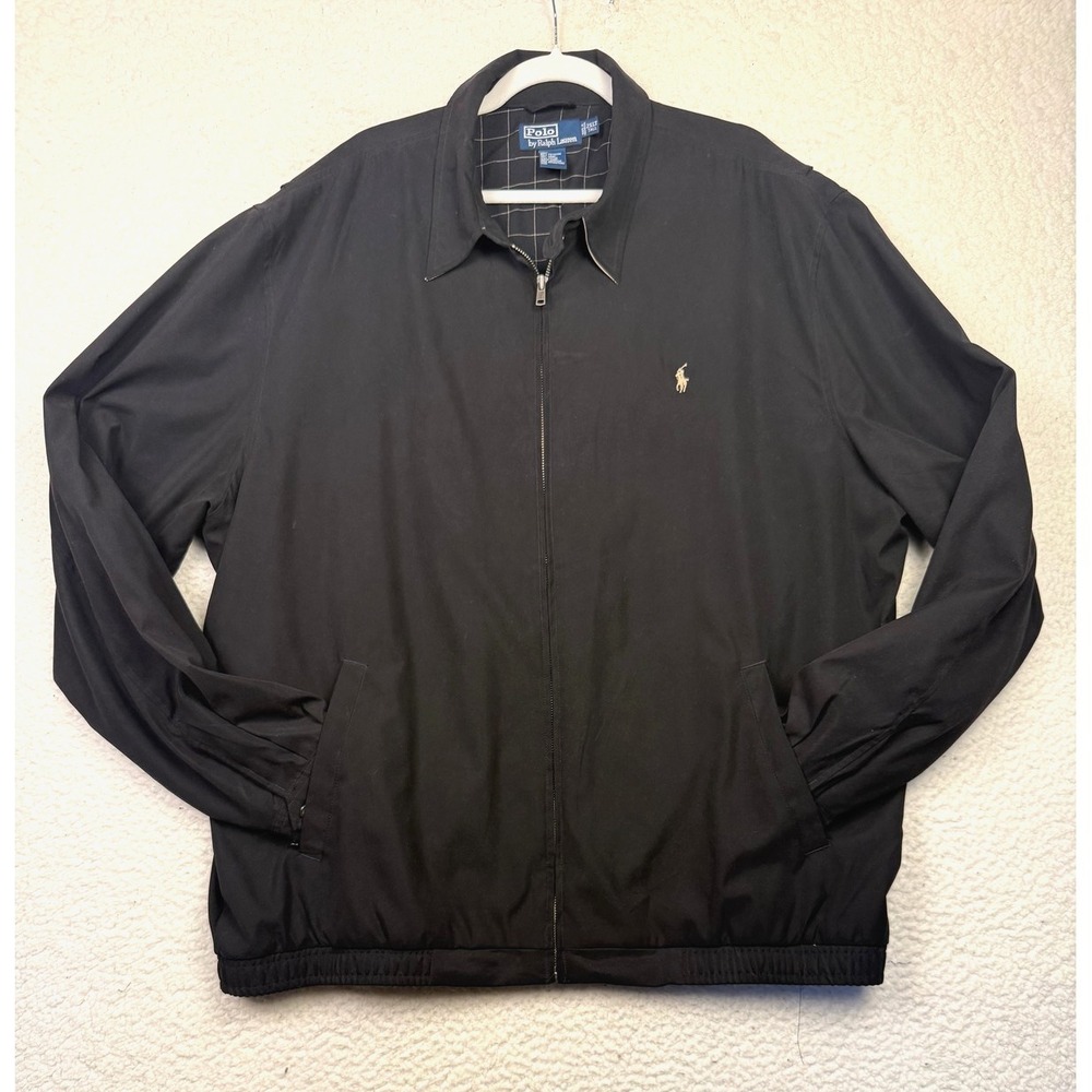 VTG Polo Ralph Lauren Harrington Jacket Men's Size 2XLT‎ Black Full Zip Lined